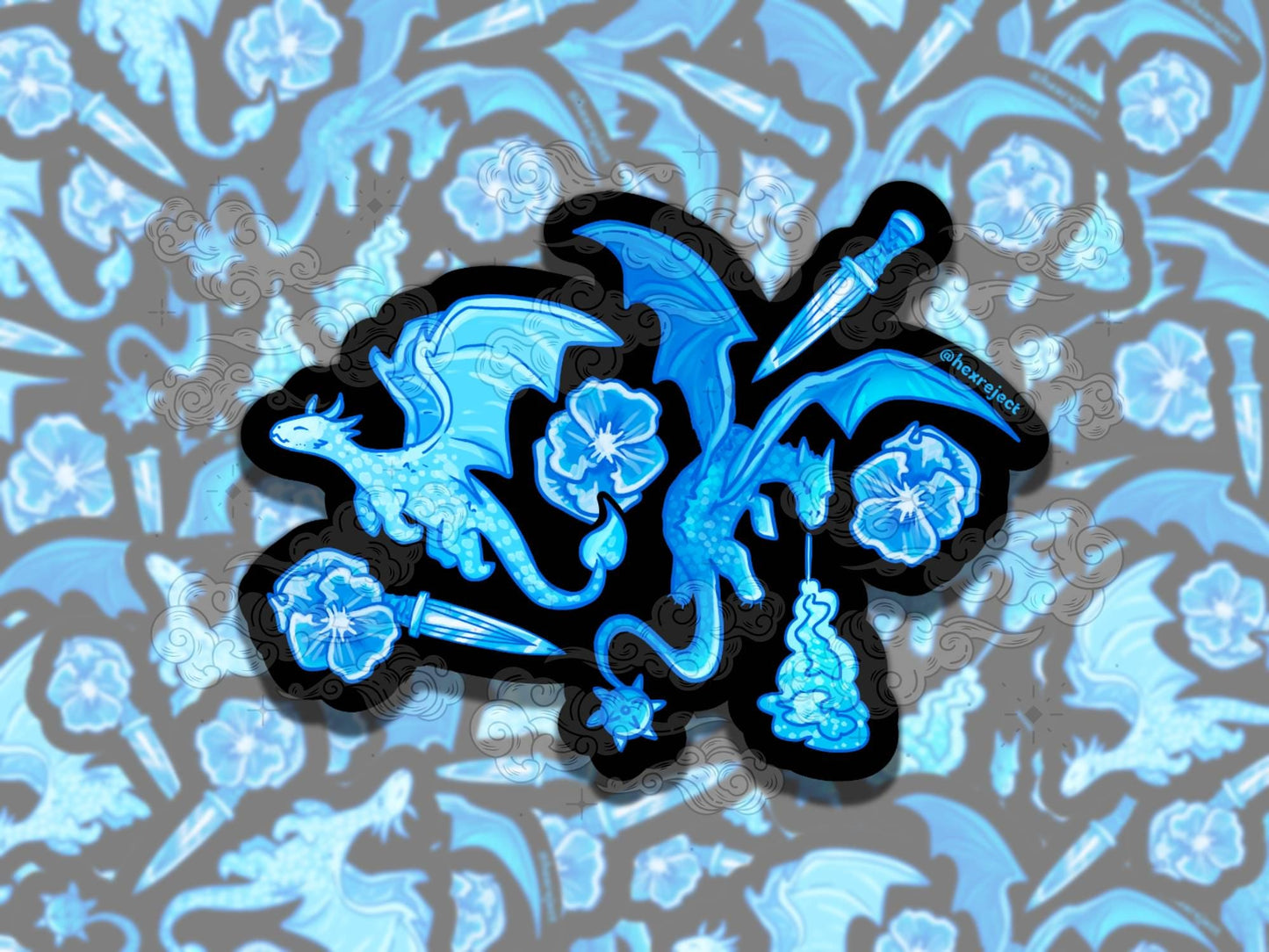 Dragon Porcelain Cute Witchy Waterproof Vinyl Sticker, Gift for Girl Friend, Funny Sticker for Kindle Laptop Water Bottle Journal