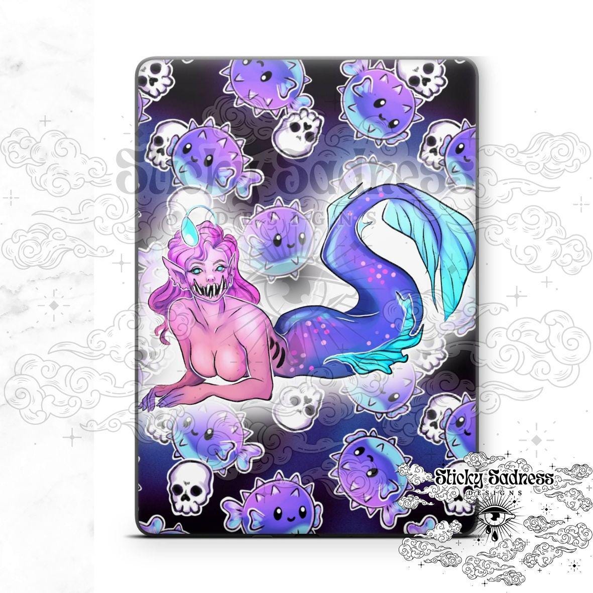 Black Siren Character eReader Tablet Insert for Kindle Kobo iPad Boox Fire, eReader Insert, eReader Design, Bookish Gift for Booklover