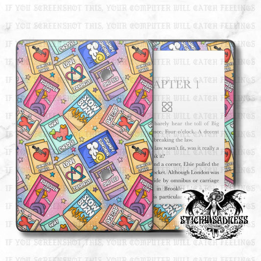Pastel Bookish Tropes Cards Decal Insert Skin, Aesthetic Vinyl Wrap for Kindle Kobo iPad Boox Fire, Gift for Book Lover, BookTok Accessories