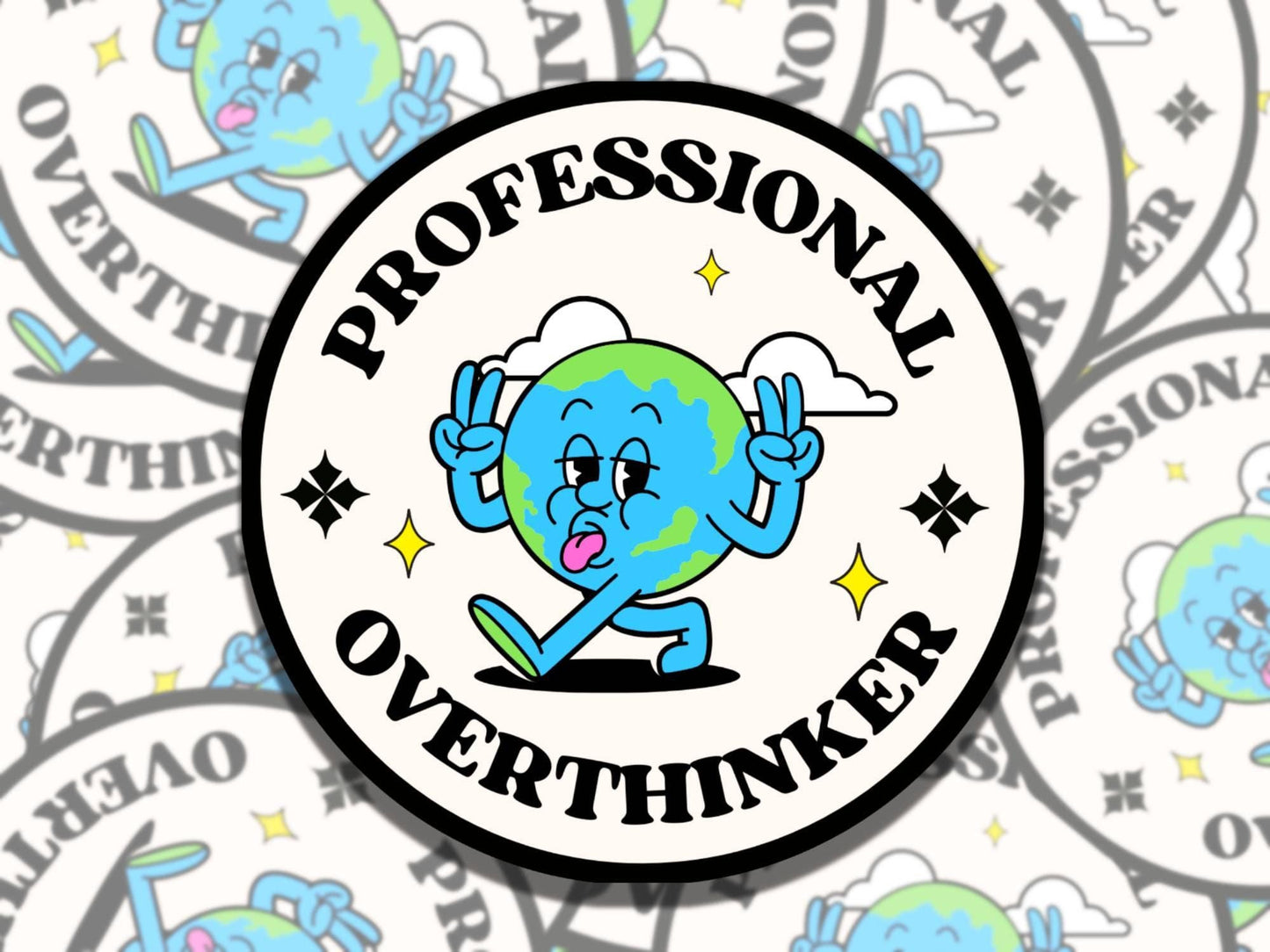 Professional Overthinker Sticker, Vinyl Sticker, Gift for Friend, Funny Sticker for Kindle Laptop Water Bottle Journal, Mental Health Sticke