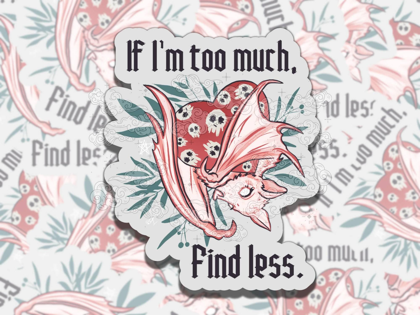 Find Less Alternative Cute Waterproof Vinyl Sticker, Girly Gift for Friend, Funny Sticker for Kindle Laptop Water Bottle Journal