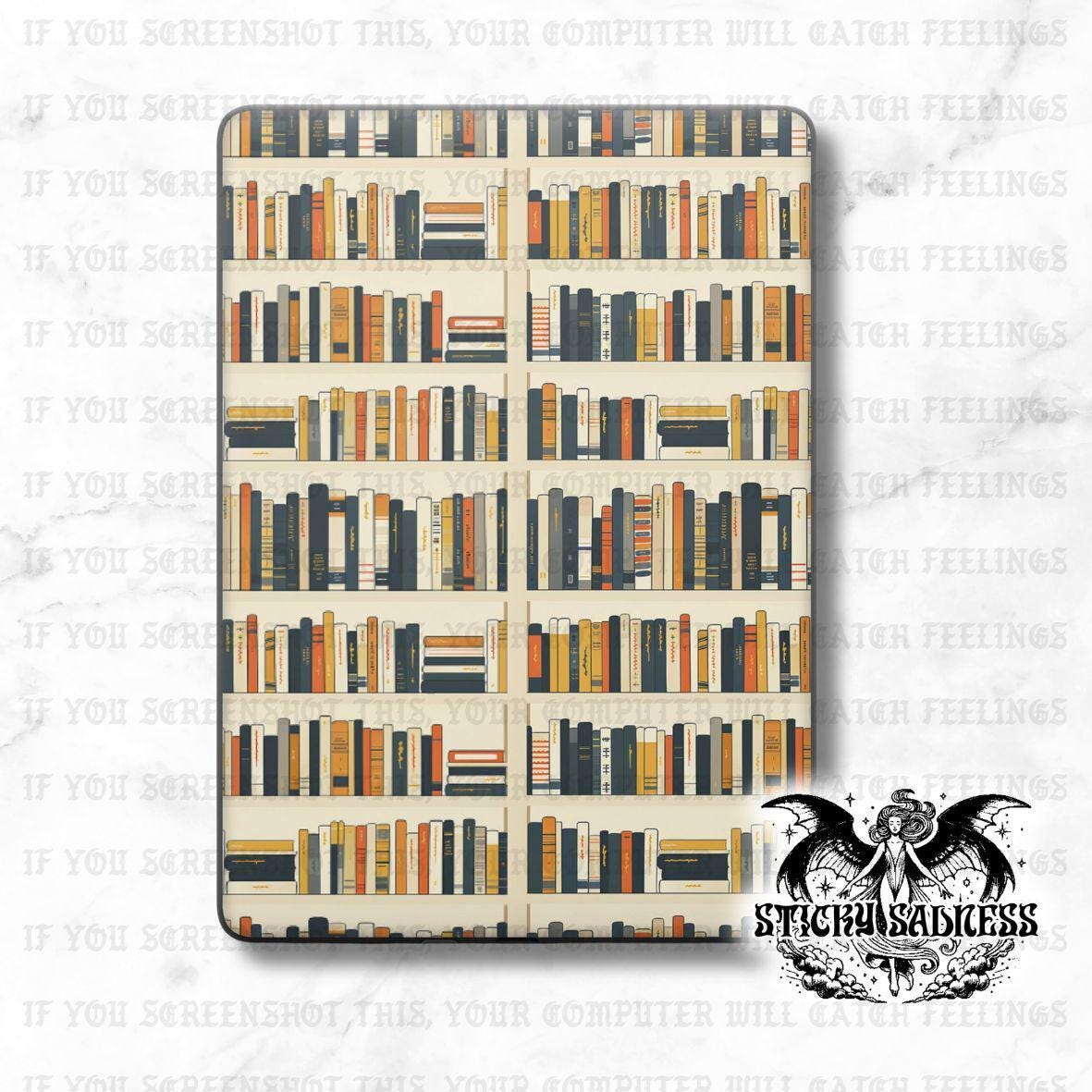 Busy Bookshelf Bookish Decal Insert Skin, Cute Aesthetic Vinyl Wrap for Kindle Kobo iPad Boox Fire, Gift for Book Lover, BookTok Accessories
