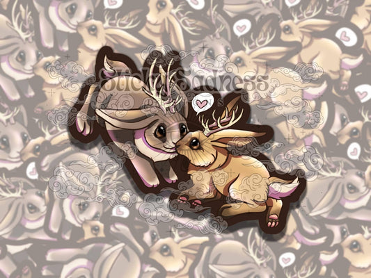 Jackalope Cute Cryptid Waterproof Vinyl Sticker, Gift for Friend, Funny Sticker for Kindle Laptop Water Bottle Journal, Fantasy Ar