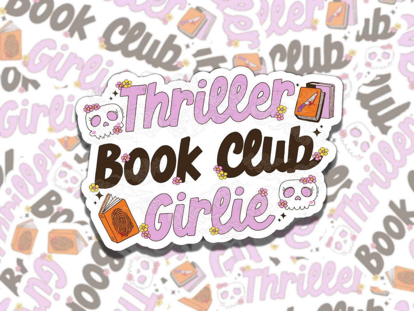 Thriller Book Club Sticker, Reading Vinyl Sticker, Waterproof eReader, Kindle, Cute Blue Sticker, Gift for Bookworm, Bookish Gift