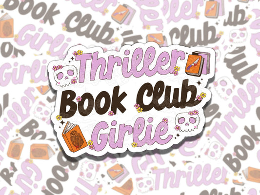 Thriller Book Club Sticker, Reading Vinyl Sticker, Waterproof eReader, Kindle, Cute Blue Sticker, Gift for Bookworm, Bookish Gift
