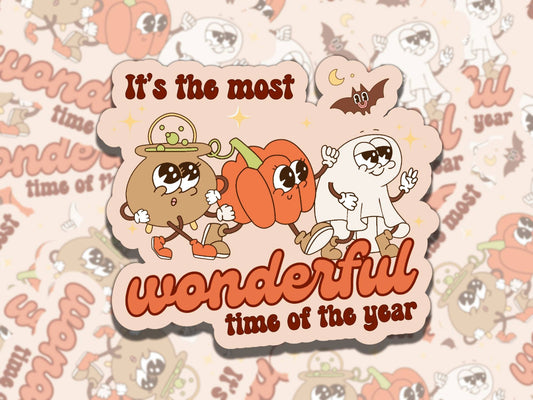 Most Wonderful Time of the Year Waterproof Vinyl Sticker, Gift for Friend, Funny Sticker for Kindle Laptop Water Bottle Journal