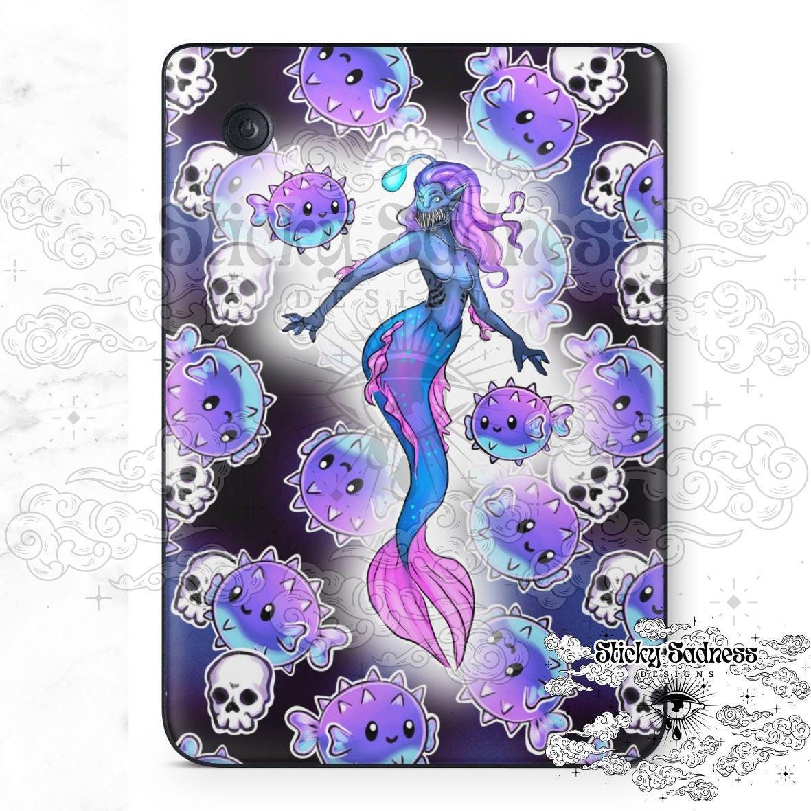 Black Siren Character eReader Tablet Insert for Kindle Kobo iPad Boox Fire, eReader Insert, eReader Design, Bookish Gift for Booklover