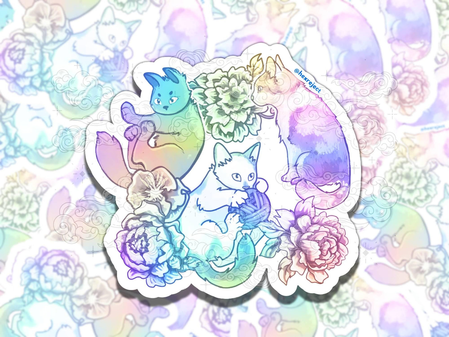 Kitty Porcelain Cute Witchy Waterproof Vinyl Sticker, Gift for Girl Friend, Funny Sticker for Kindle Laptop Water Bottle Journal