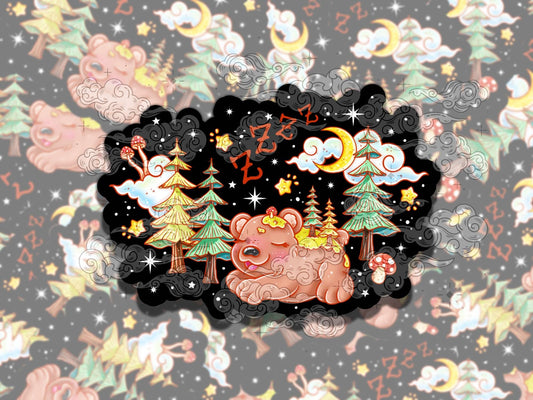 Forest Bear Cute Cottagecore Waterproof Vinyl Sticker, Girly Gift for Friend, Funny Sticker for Kindle Laptop Water Bottle Journal