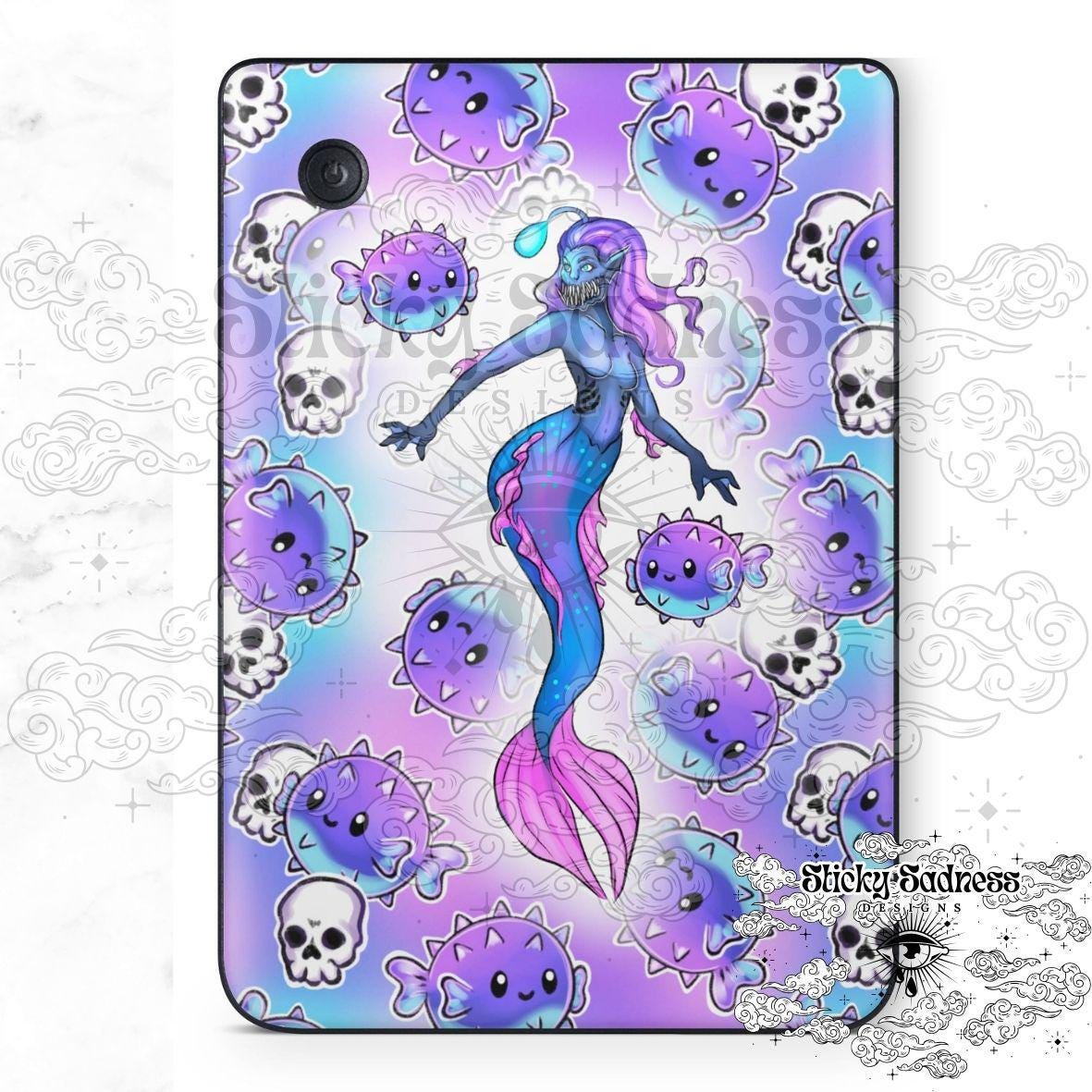 Lavender Siren Character eReader Tablet Insert for Kindle Kobo iPad Boox Fire, eReader Insert, eReader Design, Bookish Gift for Booklover