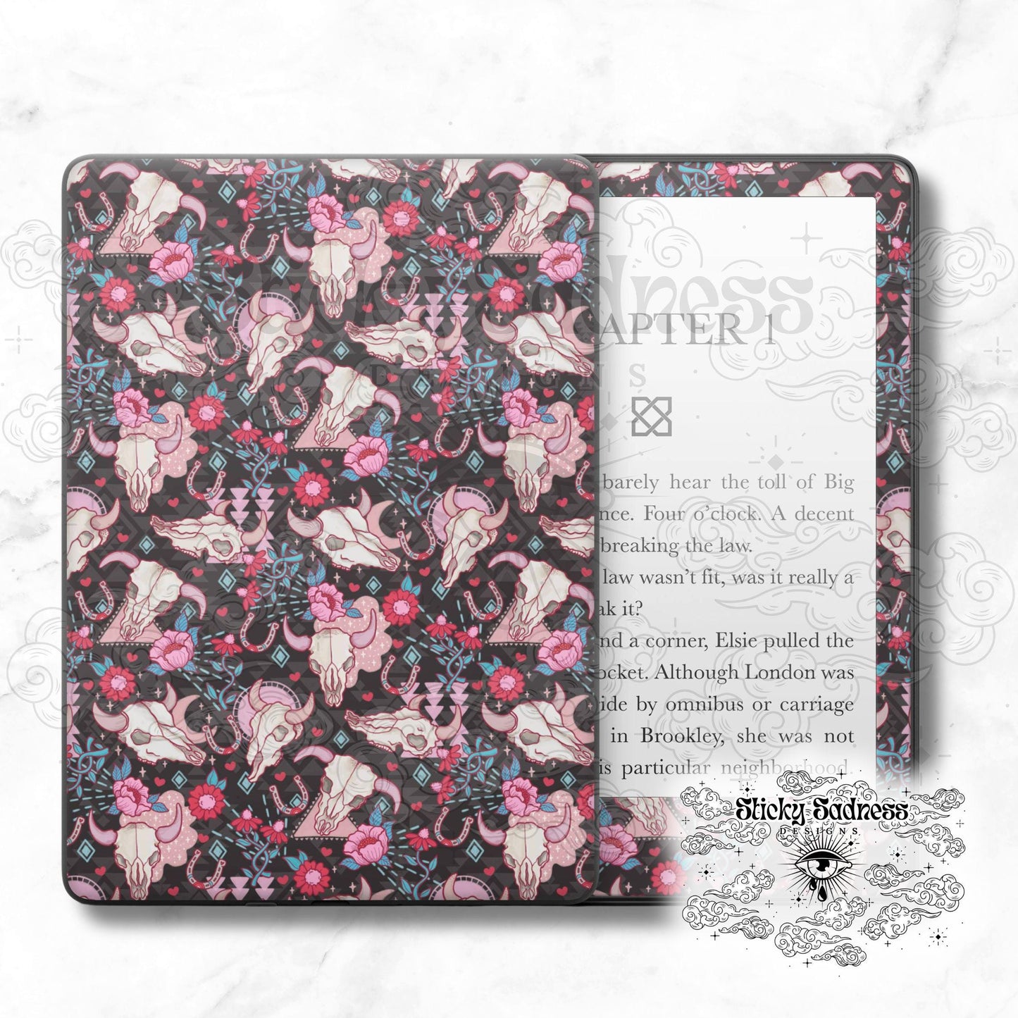 Western Valentine Holiday Insert Skin, Cute Vinyl Wrap for Kindle Kobo iPad Boox Fire, Gift for Valentine Book Lover, BookTok Accessories