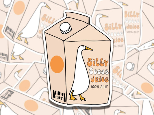 100% Silly Goose Juice Sticker, Cute Goose Vinyl Sticker, Gift for Friend, Funny Sticker for Kindle Laptop Water Bottle Journal
