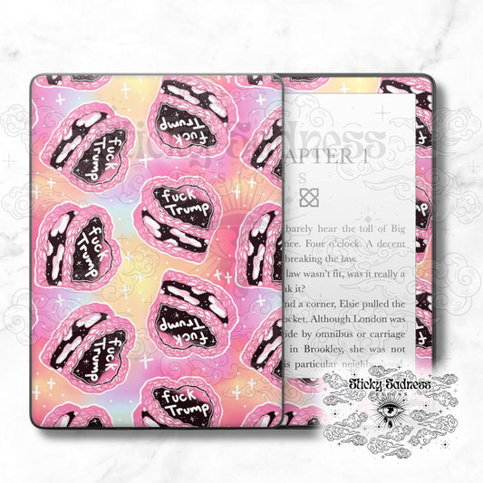 Fuck Trump Cakes Pink Human Rights Decal Insert Skin, Vinyl Wrap for Kindle Kobo iPad Boox Fire, Gift for Book Lover, BookTok Accessories