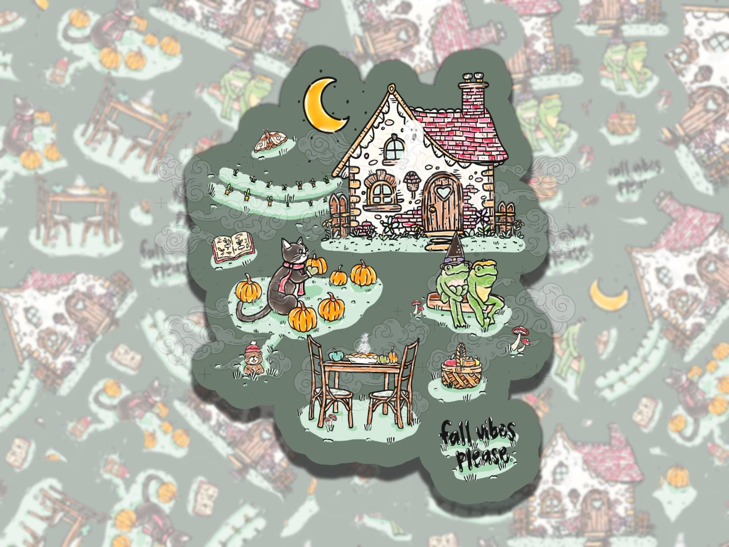 Fall Vibes Alternative Cute Waterproof Vinyl Sticker, Girly Gift for Friend, Funny Sticker for Kindle Laptop Water Bottle Journal