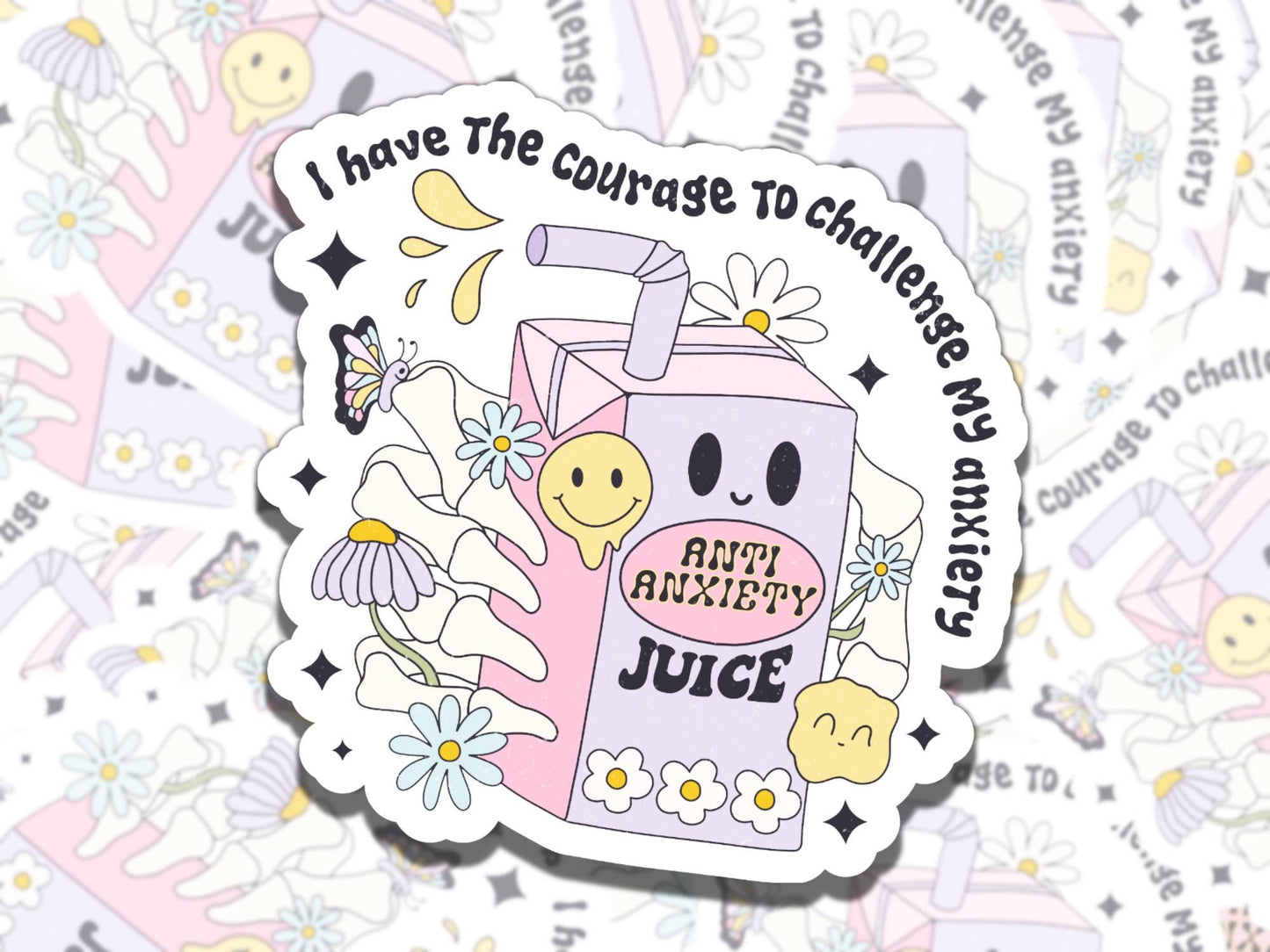 I Have the Courage to Challenge my Anxiety Mental Health Sticker, Gift for Friend, Funny Sticker for Kindle Laptop Water Bottle Journal