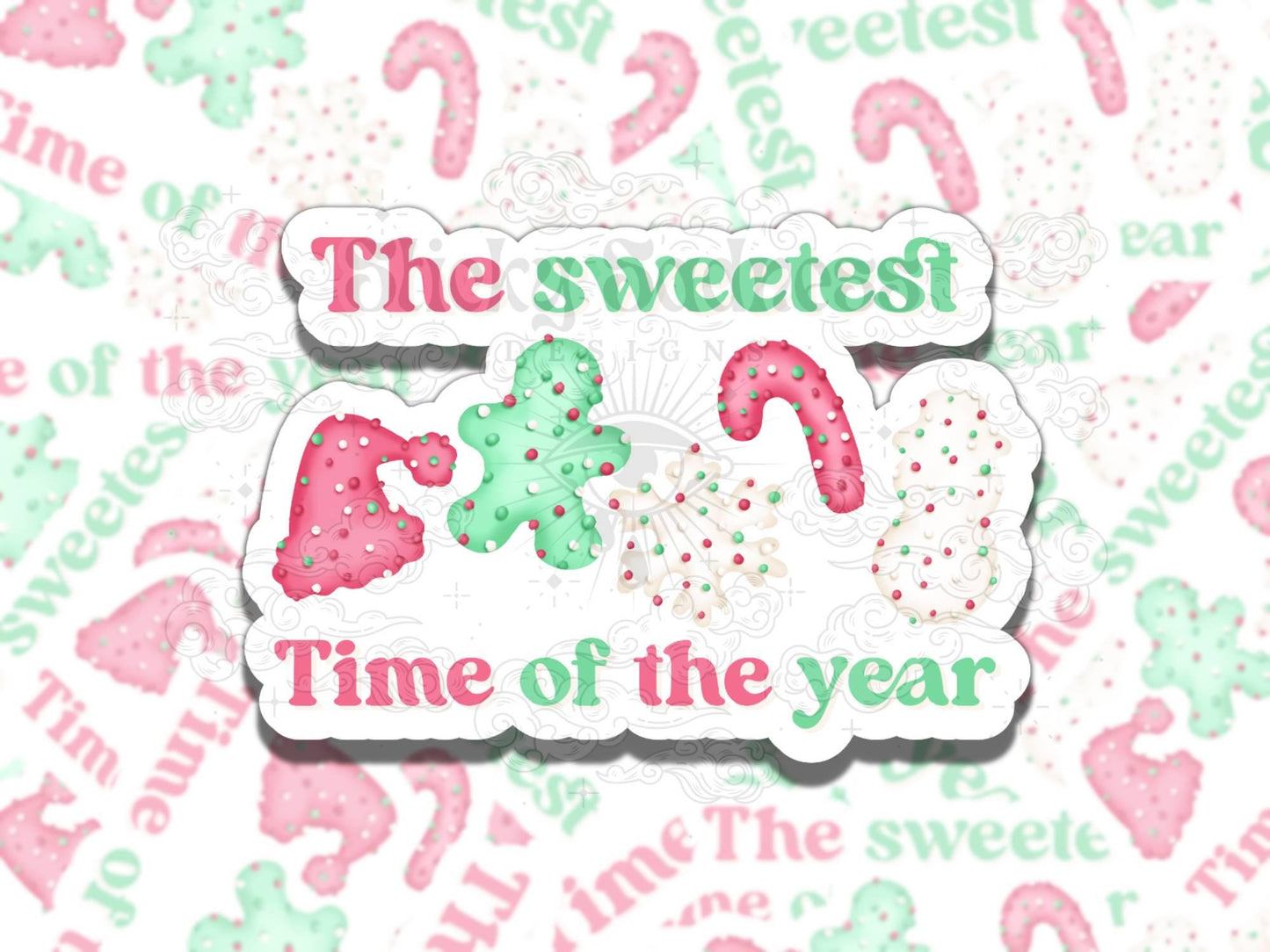 Christmas Frosted Cookies Nostalgic Waterproof Vinyl Sticker, Gift for Friend, Funny Sticker for Kindle Laptop Water Bottle Journal