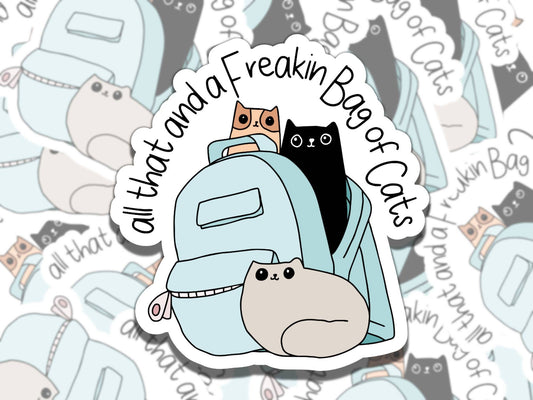 Cute funny waterproof vinyl sticker for cat lover, fun sticker gift for best friend, funny decal for laptop water bottle kindle
