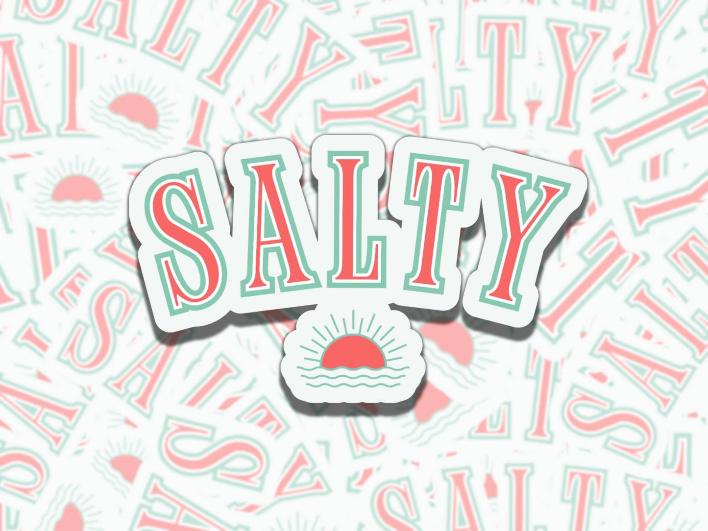 Salty Cute Blue Orange Girly Waterproof Vinyl Sticker, Gift for Girl Friend, Funny Sticker for Kindle Laptop Water Bottle Journal