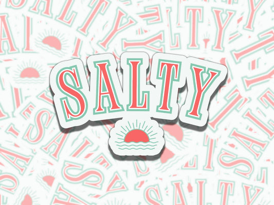 Salty Cute Blue Orange Girly Waterproof Vinyl Sticker, Gift for Girl Friend, Funny Sticker for Kindle Laptop Water Bottle Journal