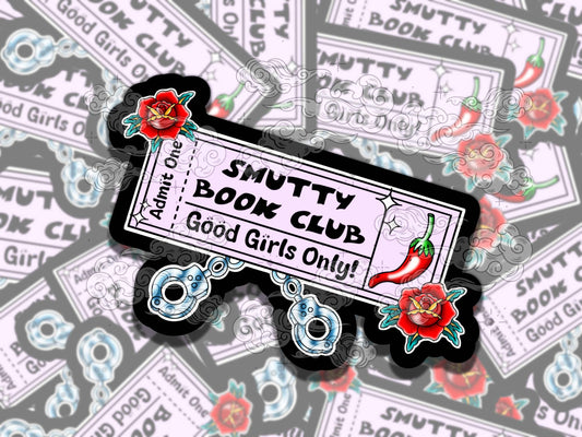 Smutty Book Club Cute Pink Sticker, Reading Vinyl Sticker, Smutty Waterproof eReader, Kindle, Cute Funny Gift for Bookworm, Bookish Gift
