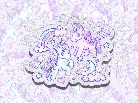 Dreamy Unicorns Cute Fantasy Waterproof Vinyl Sticker, Gift for Girl Friend, Funny Sticker for Kindle Laptop Water Bottle Journal