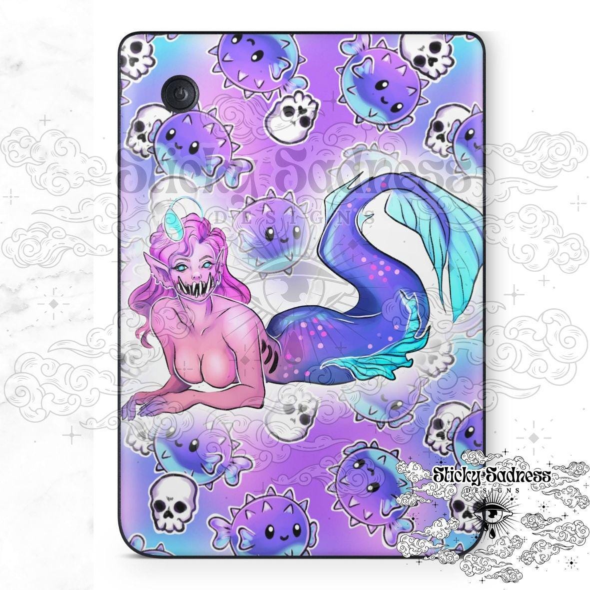 Lavender Siren Character eReader Tablet Insert for Kindle Kobo iPad Boox Fire, eReader Insert, eReader Design, Bookish Gift for Booklover