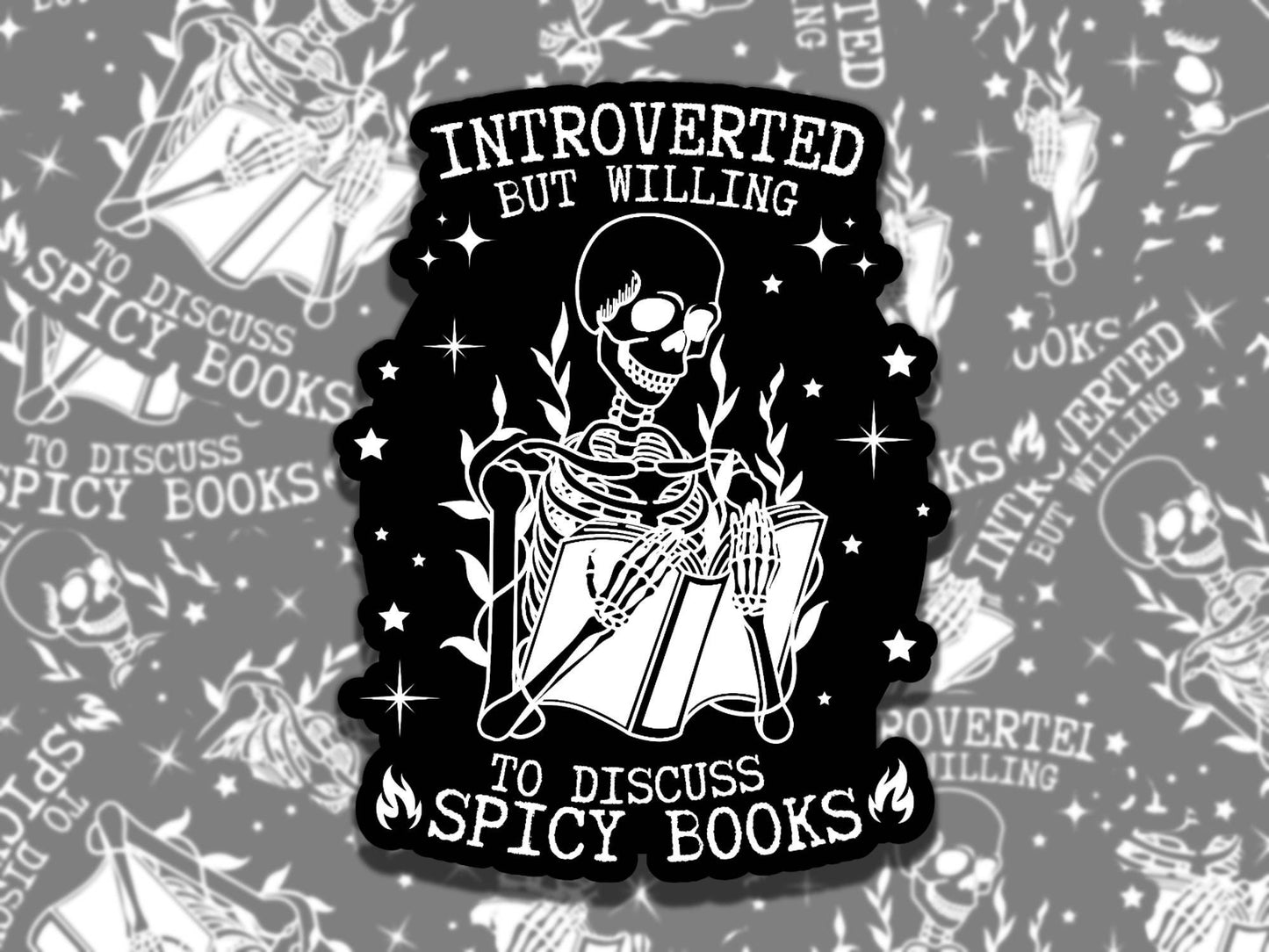Introverted but Willing to Discuss Books, Reading Vinyl Sticker, Smutty Waterproof eReader, Kindle, Cute Funny Gift for Bookworm, Bookish Gi