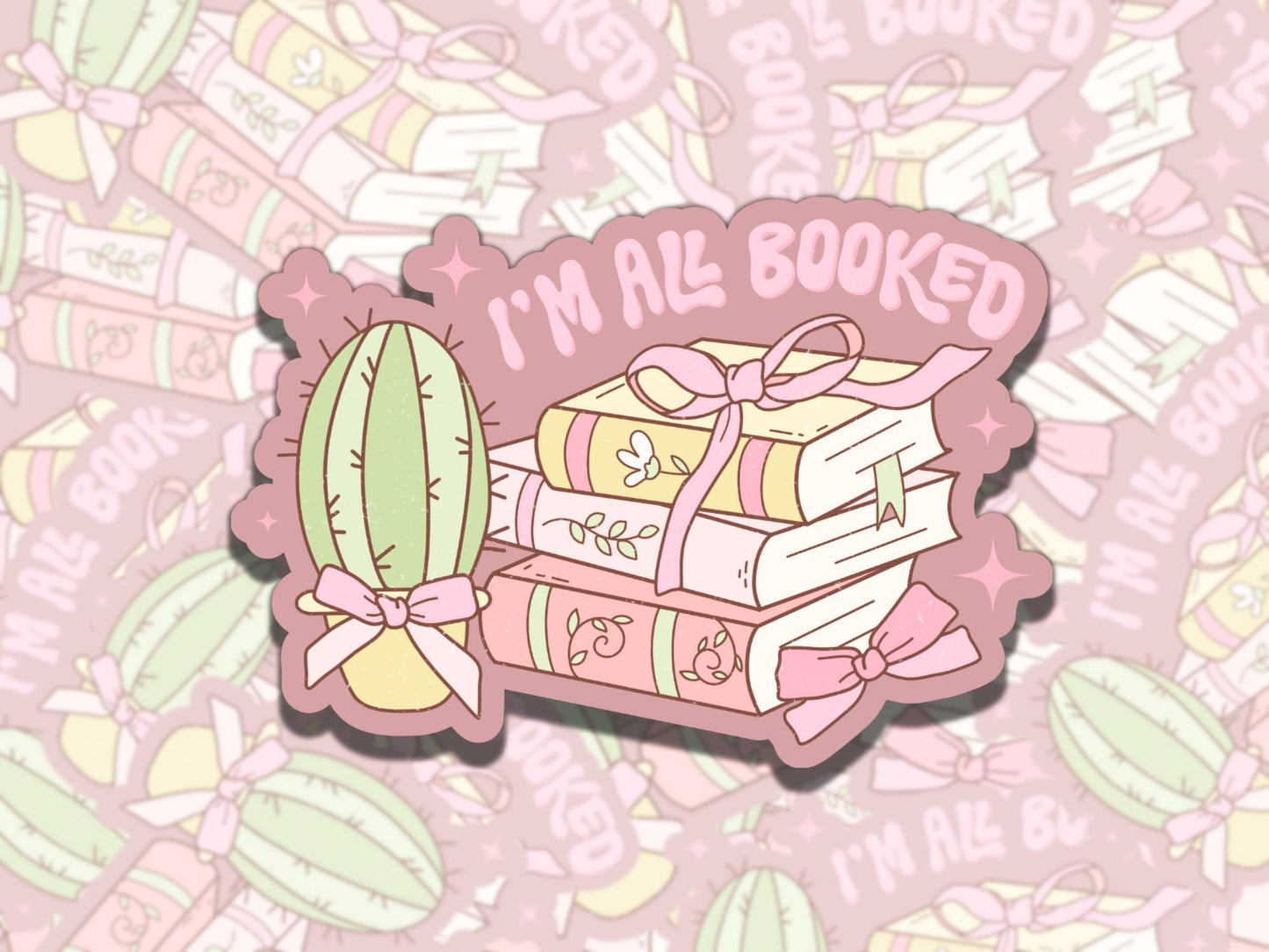 I'm All Booked Sticker, Pink Girly Reading Vinyl Sticker, BookTok Waterproof eReader, Kindle, Cute Funny Gift for Bookworm, Bookish Gift