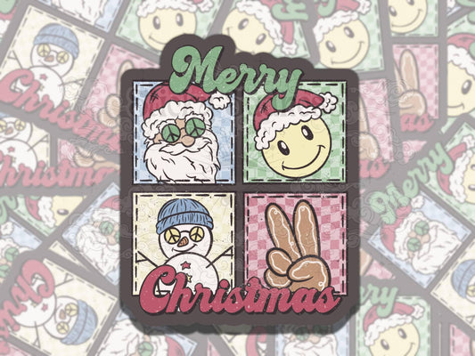 Retro Christmas Patches Nostalgic Waterproof Vinyl Sticker, Gift for Friend, Funny Sticker for Kindle Laptop Water Bottle Journal