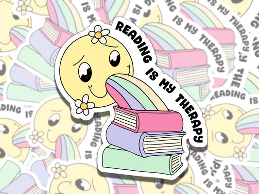 Reading is my Therapy Sticker, Reading Vinyl Sticker, Smutty Waterproof eReader, Kindle, Cute Funny Gift for Bookworm, Bookish Gift