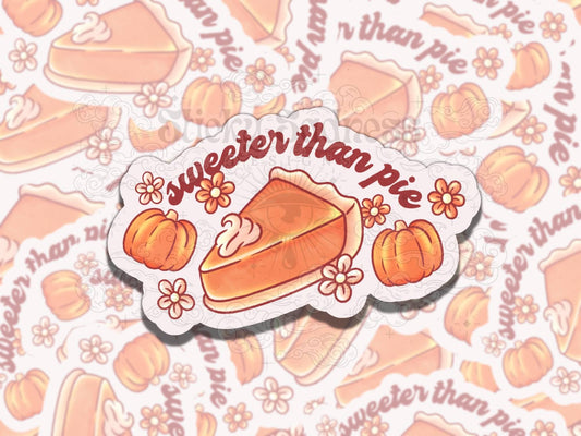 Pumpkin Pie Thanksgiving Cute Waterproof Vinyl Sticker, Gift for Friend, Funny Sticker for Kindle Laptop Water Bottle Journal