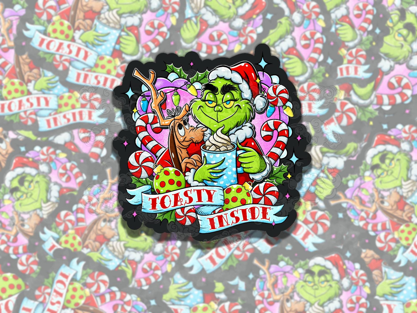Toasty Inside Christmas Nostalgic Waterproof Vinyl Sticker, Gift for Friend, Funny Sticker for Kindle Laptop Water Bottle Journal