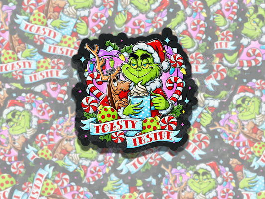 Toasty Inside Christmas Nostalgic Waterproof Vinyl Sticker, Gift for Friend, Funny Sticker for Kindle Laptop Water Bottle Journal