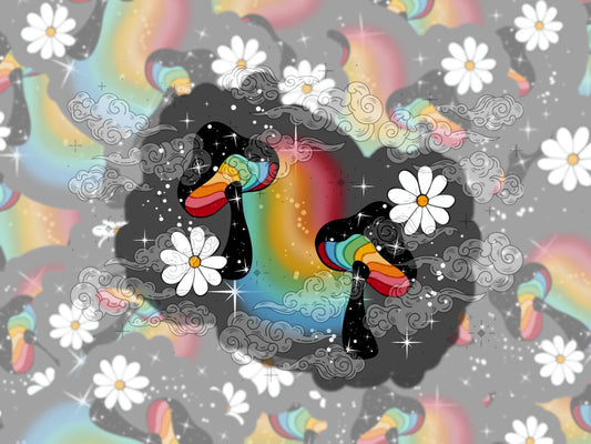 Groovy Rainbow Cute Witchy Waterproof Vinyl Sticker, Gift for Girl Friend, Funny Sticker for Kindle Laptop Water Bottle Journal
