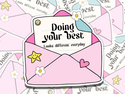 Doing Your Best Note Mental Health Sticker, Affirmation Sticker, Gift for Friend,  Sticker for Kindle Laptop Water Bottle Journal