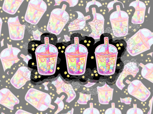 Rainbow Boba Cute Fun Waterproof Vinyl Sticker, Gift for Girl Friend, Funny Sticker for Kindle Laptop Water Bottle Journal