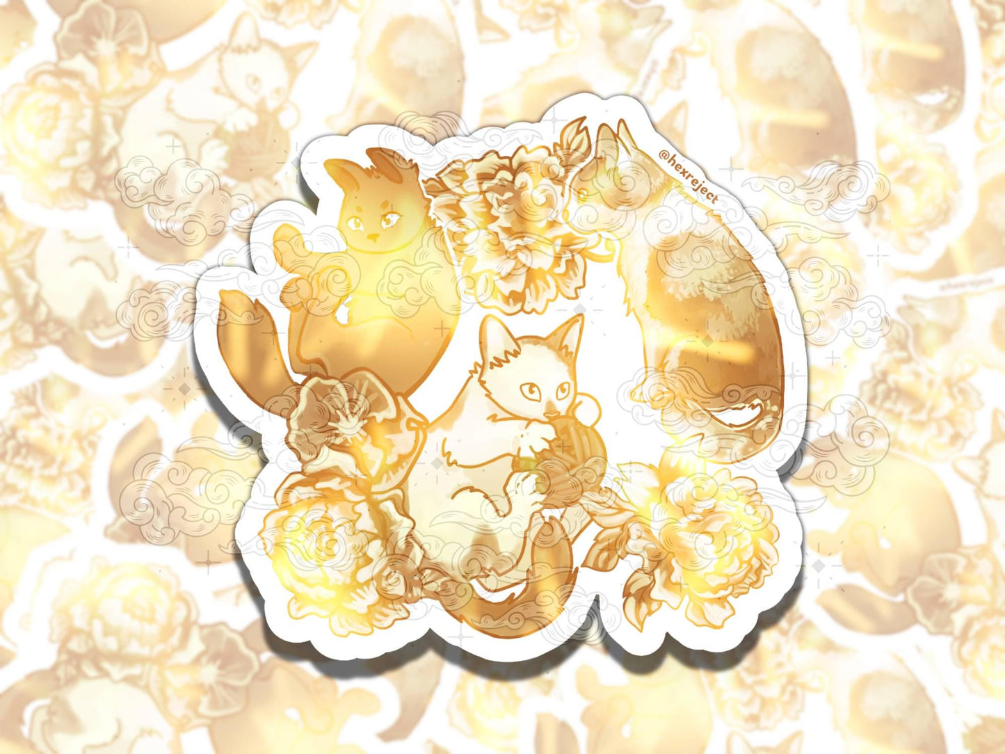 Kitty Porcelain Cute Witchy Waterproof Vinyl Sticker, Gift for Girl Friend, Funny Sticker for Kindle Laptop Water Bottle Journal