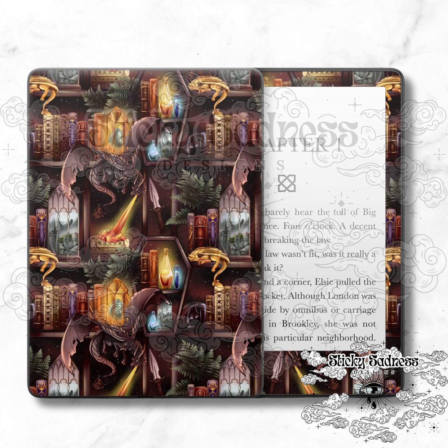 Bookish Blood Dragon Decal Insert Skin, Cute Fantasy Vinyl Wrap for Kindle Kobo iPad Boox Fire, Gift for Book Lover, BookTok Accessories