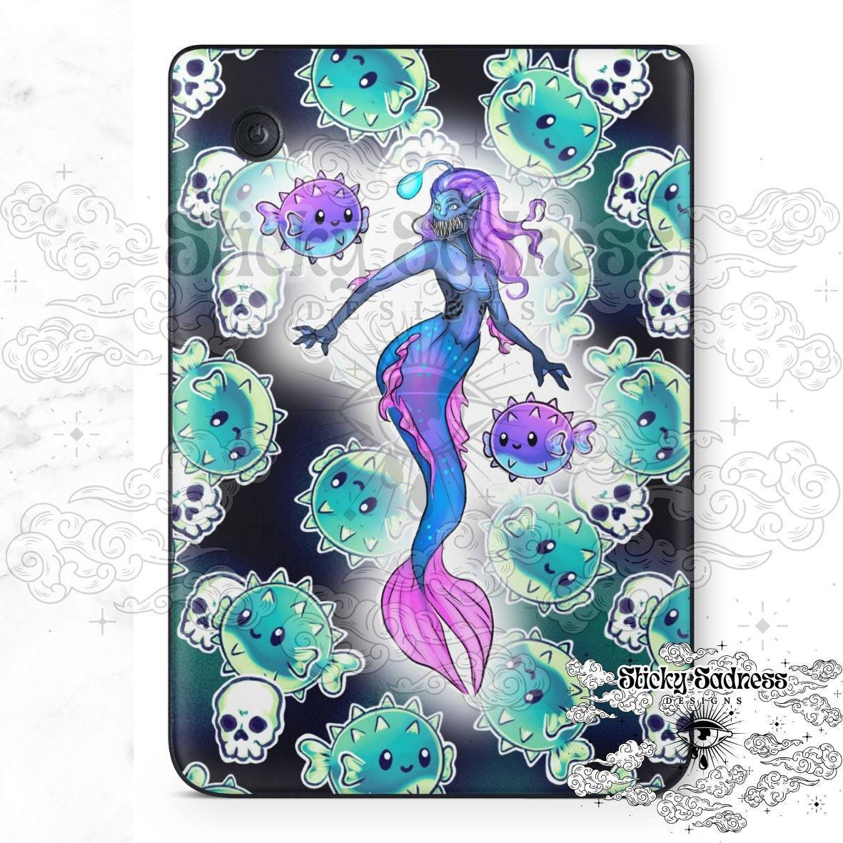 Green Siren Character eReader Tablet Insert for Kindle Kobo iPad Boox Fire, eReader Insert, eReader Design, Bookish Gift for Booklover