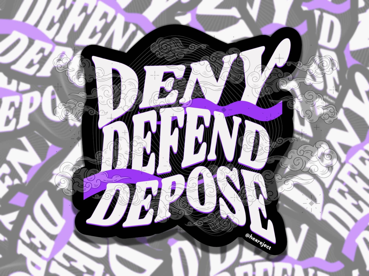 Deny Defend Depose Class War Waterproof Vinyl Sticker, Girly Gift for Friend, Funny Sticker for Kindle Laptop Water Bottle Journal