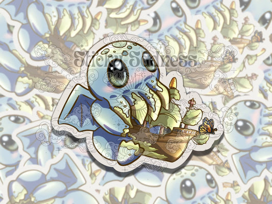 Cthulhu Cute Cryptid Waterproof Vinyl Sticker, Gift for Friend, Funny Sticker for Kindle Laptop Water Bottle Journal, Fantasy Art