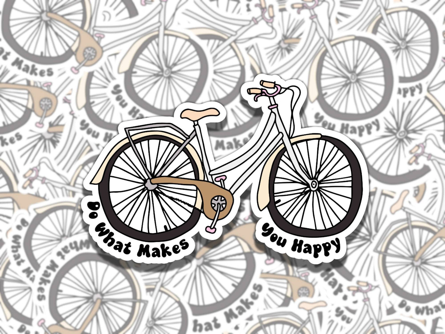 Do What Makes you Happy Bicycle Mental Health Sticker, Affirmation Sticker, Gift for Friend,  Sticker for Kindle Laptop Water Bottle Journal