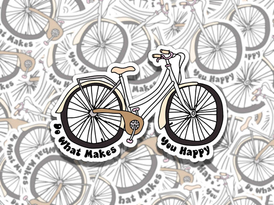 Do What Makes you Happy Bicycle Mental Health Sticker, Affirmation Sticker, Gift for Friend,  Sticker for Kindle Laptop Water Bottle Journal