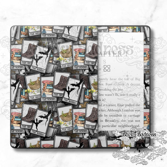 Dragon Book Tarot Decal Insert Skin, Cute Fantasy Vinyl Wrap for Kindle Kobo iPad Boox Fire, Gift for Book Lover, BookTok Accessories