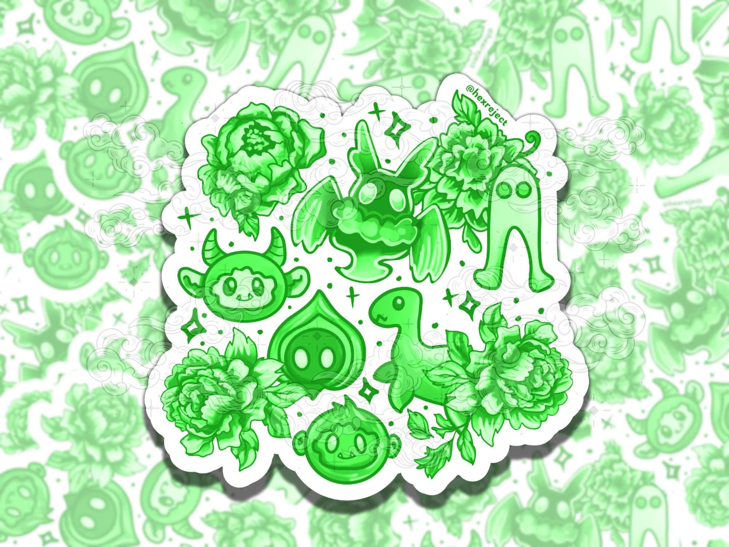 Cryptid Porcelain Cute Witchy Waterproof Vinyl Sticker, Gift for Girl Friend, Funny Sticker for Kindle Laptop Water Bottle Journal