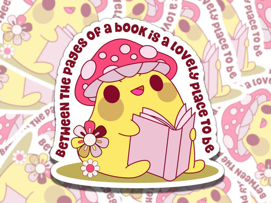 Between the Pages of a Book Cute Frog Sticker, Reading Vinyl Sticker, BookTok Waterproof eReader, Kindle, Cute Funny Gift for Bookworm