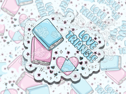 Love Triangle Bookish Tropes Waterproof Vinyl Sticker, Gift for Girl Friend, Funny Sticker for Kindle Laptop Water Bottle Journal