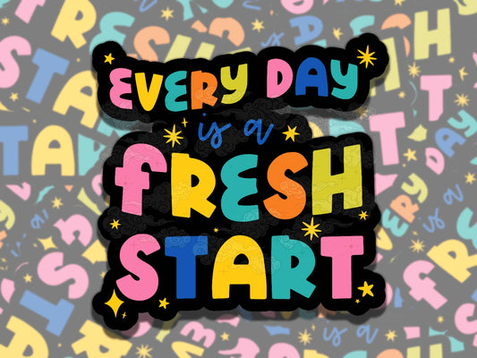 Fresh Start Cute Mental Health Sticker, Affirmation Sticker, Gift for Friend,  Sticker for Kindle Laptop Water Bottle Journal
