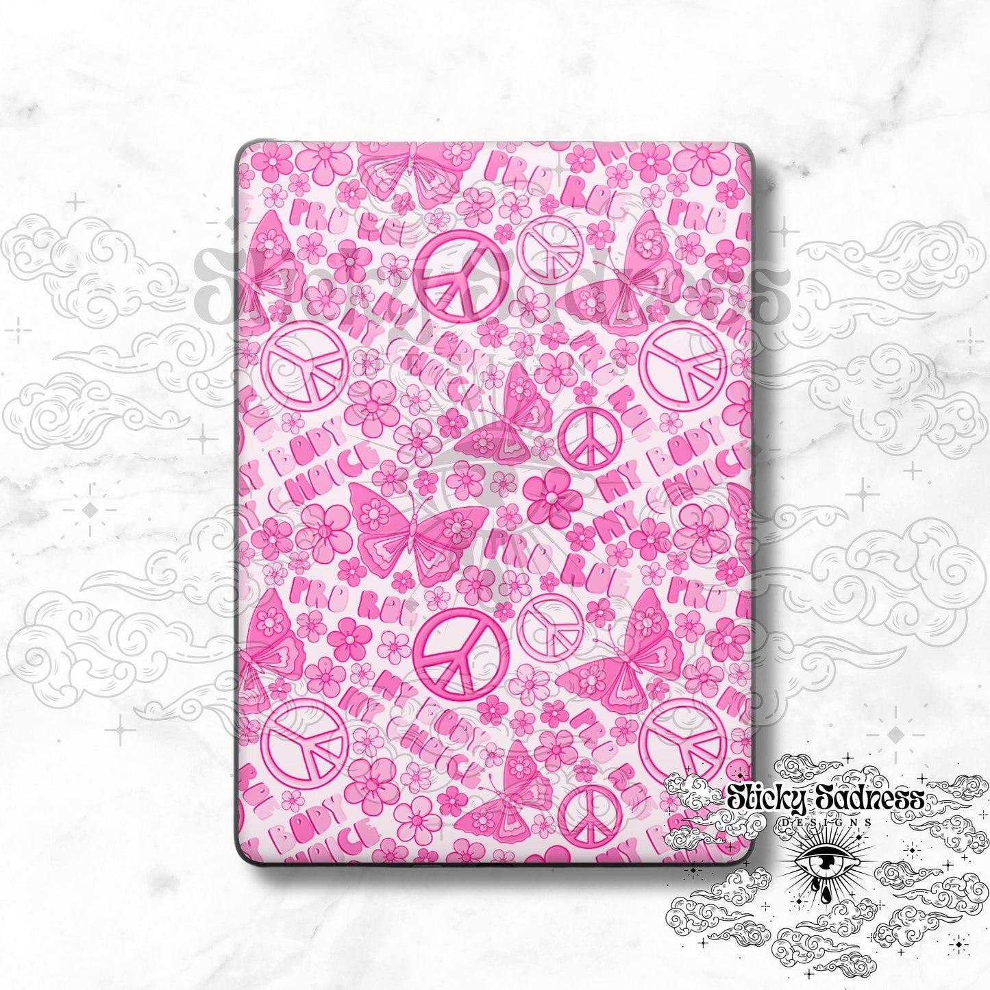 Pro Roe Cute Pink Women's Rights eReader Tablet Insert for Kindle Kobo iPad Boox Fire, eReader Insert, eReader Sticker Design, Bookish Gif
