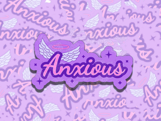Anxious Angel Cute Mental Health Sticker, Affirmation Sticker, Gift for Friend,  Sticker for Kindle Laptop Water Bottle Journal